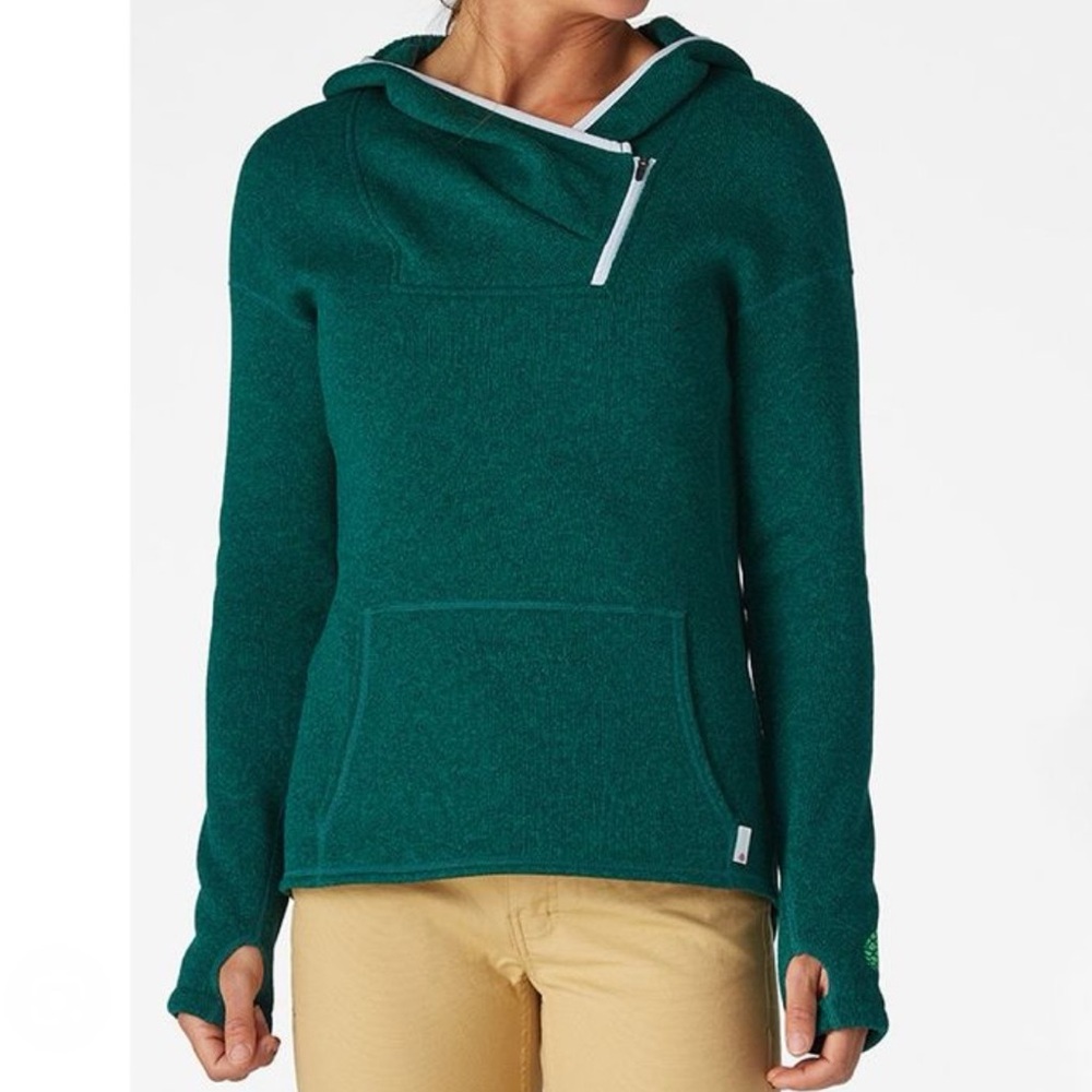 STIO Sweetwater Fleece Hoodie in Conifer Green sz L